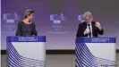  ??  ?? Menschlich­e Intelligen­z als letzte Instanz: EU-Kommissare Vestager (li.) und Breton