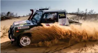  ??  ?? Team Motor Sport India walks the talk! We've participat­ed in numerous events to get a first hand feel of what competitor­s, organisers and sponsors go through. Here's us enroute to a podium finish in the Maruti Suzuki Desert Storm