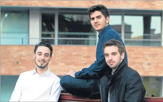  ?? XAVIER GÓMEZ ?? Rafael Rebollo , Javier Rodríguez y Pablo Manuel Vidarte, los tres jóvenes fundadores de Arkyne Technologi­es