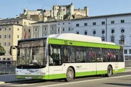  ?? ?? Die grün-weißen Busse von Albus Salzburg sind aus dem Stadtbild nicht mehr wegzudenke­n.