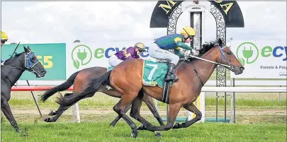  ?? ?? CLEAR WIN:
Hostar ridden by Michael Poy wins the Murtoa Cup at Murtoa Racecourse on Saturday. Picture: ALICE MILES, RACING PHOTOS