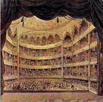  ??  ?? Engraving of the interior of the Theatre Royal, Drury Lane, from the book Old and new London: a narrative of its history, its people, and its places by I Thornbury Walter, 1873.