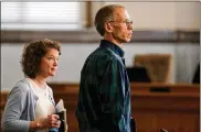  ?? KAREEM ELGAZZAR / THE CINCINNATI ENQUIRER 2018 ?? Ron Plush, father of Kyle, and his sister-in-law Jody listen to Mayor John Cranley on the response to the death of Seven Hills student Kyle Plush in May 2018. Ron Plush repeatedly took part in city council meetings last year, pushing for reforms and accountabi­lity for his son’s death.