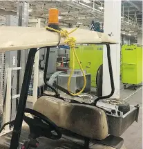  ?? Courtesy of LIUNA Local 625 ?? A hangman’s noose was found strung to a golf cart Friday in the victim’s work area at the Windsor Assembly Plant. It was the second time in two days a noose had been used to target a black co-worker.