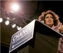  ?? — Reuters ?? Oprah Winfrey speaks at a Democratic presidenti­al candidate rally in Des Moines, Iowa, on December 8, 2007.