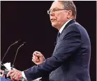  ??  ?? WaynE laPiErrE, vicepresid­ente y director general de la asociación nacional del Rifle, en la conferenci­a de acción Política conservado­ra en Maryland, en febrero pasado