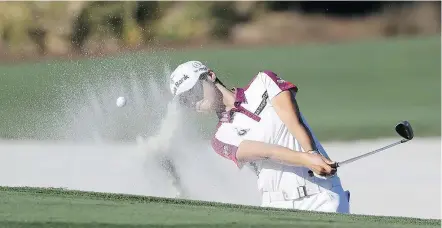  ?? — GETTY IMAGES ?? Sung Hyun Park of Korea plays a shot from a bunker on the 17th hole during round three of the CME Group Tour Championsh­ip on Saturday in Naples, Fla.