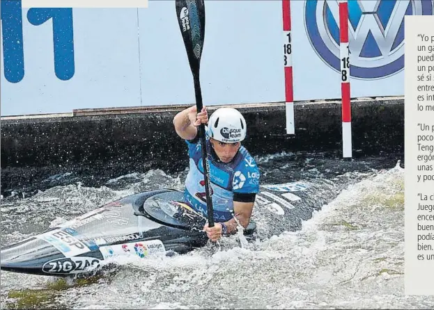  ?? FOTO: BASQUE TEAM ?? Maialen Chourraut ha estado preparando hasta hace poco su participac­ión en los Juegos en contacto con el agua. Ahora deberá esperar para volver con su embarcació­n