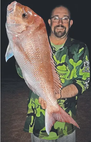  ??  ?? CATCH KEEN: Danny Skene with the 7.4kg snapper he caught at Indented Head beach last week.