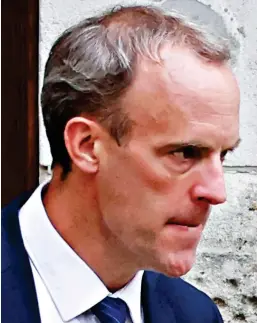  ??  ?? Precarious: Foreign Secretary Dominic Raab yesterday