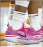  ?? WADE PAYNE/AP ?? Tennessee’s Rickea Jackson wears low-top shoes during a women’s NCAA Tournament game Monday against Toledo in Knoxville, Tenn.