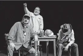  ?? Christophe­r Diaz ?? Actors Javier Serna, Jorge Segura and Vicente Galindo star in Gorguz Teatro and Universite­atro’s “Misa Fronteriza” at the Alley Theatre.