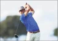  ?? Sam Greenwood / Getty Images ?? Robert Streb plays his shot from the 16th tee during the third round of The RSM Classic on Saturday.