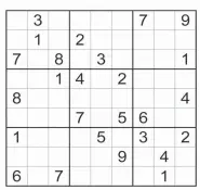  ??  ?? Fill in the grid so that every row, every column and every 3X3 grid contains the digits 1 through 9 with no repeats.