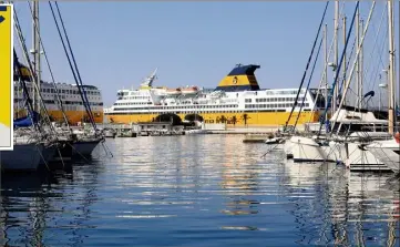  ?? (Photos Frank Muller et DR) ?? Rempli à  %, c’est le Méga express  de la Corsica Ferries qui inaugure, ce soir, la ligne vers les Baléares.