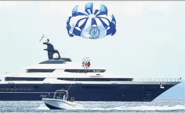  ?? — AFP ?? Big boy’s toy: Tourists parasailin­g near the ‘Equanimity’ anchored in waters off Tanjung Benoa in Bali in this file picture.