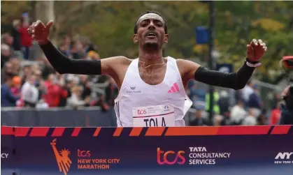  ?? Photograph: Mike Segar/Reuters ?? Tamirat Tola was the men’s marathon world champion in 2022.