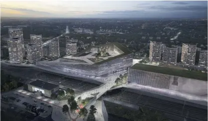  ?? FOTO: PES-ARKKITEHDI­T ?? ■ Den nya stadsdelen planeras på bangården norr om Åbo centralsta­tion.