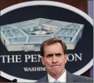  ?? (AP/Susan Walsh) ?? Pentagon spokesman John Kirby, discussing the decision to end the ban on transgende­r people in the military in a news conference Wednesday that coincided with Internatio­nal Transgende­r Day of Visibility, said the new rules will take effect April 30.