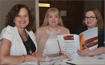  ??  ?? Mary Deery, Riona McCoy and Mary Capplis, Louth County Council at the launch of ‘dis Ability Louth’ held in the Crowne Plaza Hotel.