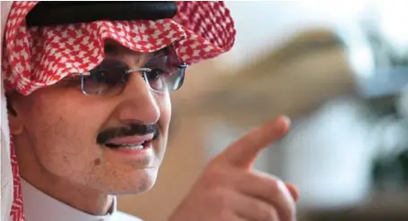  ??  ?? Prince Alwaleed Bin Talal: the Saudi billionair­e runs Kingdom Holding and is chairman of Al Arab