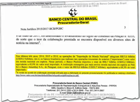  ??  ?? En la nota de pie de página se agregan los detalles en los que hace mención del ex Banco Amambay, hoy Basa, del grupo Cartes.