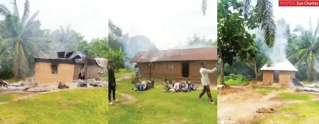  ?? ?? Houses set ablaze on both sides of the Yache conflict between Tiv settlers and Yache residents