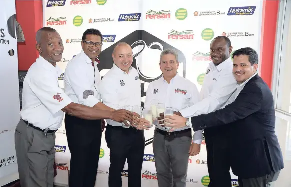  ??  ?? (From left) Livingston Binns of Island Dairies; Richard Pandohie of Seprod; Mathew Lyn of CB Group; Dennis Valdez of Fersan, Dean Avril of Jamaica Dairy Developmen­t Board; and Josef Howell of Mapex Jamaica.