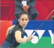  ?? SUBHANKAR CHAKRABORT­Y/HT PHOTO ?? Saina Nehwal took just 30 minutes to beat Kate Foo Kune of Mauritius 2110, 2110 on Wednesday.