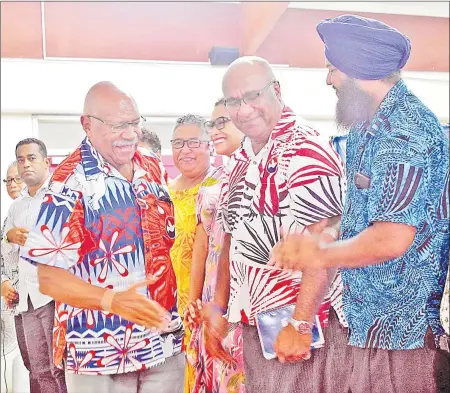  ?? Picture: JONA KONATACU ?? The People’s Alliance party leader Sitiveni Rabuka meets the new candidates at the Salvation Army church last week.