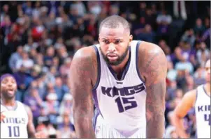  ??  ?? DeMarcus Cousins of the Sacramento Kings pauses in the game against the Portland Trail Blazers in Sacramento on Tuesday.