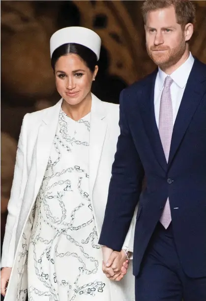  ??  ?? Hand in hand: The Duke and Duchess of Sussex at Westminste­r Abbey earlier this week