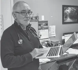  ?? ERIC MCCARTHY/JOURNAL PIONEER ?? Dr. Declan Fox will pioneer virtual primary care internatio­nally. Fox, who retires from his medical practice in Tignish on Friday, has agreed to see patients virtually at home in his native Ireland.