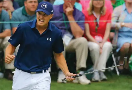  ?? CURTIS COMPTON/ATLANTA JOURNAL-CONSTITUTI­ON/THE ASSOCIATED PRESS ?? Newly crowned Masters champion Jordan Spieth helped Under Armour earn $38.7 million in exposure over four days of TV coverage at Augusta.