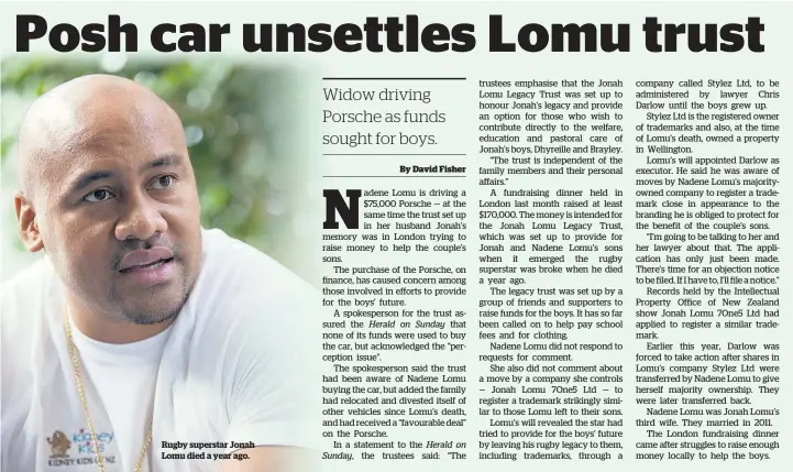  ??  ?? Rugby superstar Jonah Lomu died a year ago.