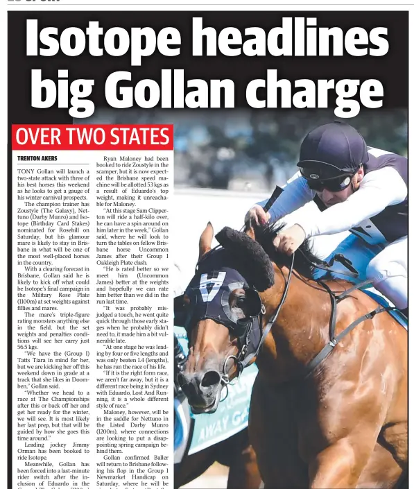  ?? Picture: Grant Peters-Trackside Photograph­y ?? The Tony Gollan-trained Isotope triumphs in the 2022 TAB Magic Millions Snippets.