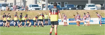  ?? Photo / Jesse Wood ?? Ohaupo¯ ¯ head towards Southern United's try line in the top of the table clash at Tokoroa Memorial Sportsgrou­nd.