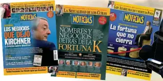  ??  ?? ADELANTADO­S. NOTICIAS fue pionera en la investigac­ión de la sospechosa contabilid­ad K. Las tapas son del 2011, 2009 y 2007.