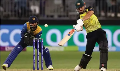  ?? ?? Marcus Stoinis on his way to a national-record-breaking half century against Sri Lanka in Perth. Photograph: Paul Kane/Getty Images