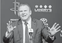  ?? Brett Coomer / Houston Chronicle ?? Rockets owner Tilman Fertitta acknowledg­es he’s in a win-win situation as the owner of a franchise and casinos.