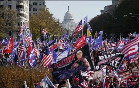  ?? JULIO CORTEZ — THE ASSOCIATED PRESS, FILE ?? Supporters of President Donald Trump rally at Freedom Plaza in Washington on Nov. 14. His backers are expected to remain a force to be reckoned with.