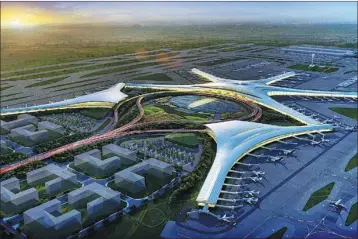  ?? PHOTOS PROVIDED TO CHINA DAILY ?? Qingdao Jiaodong Internatio­nal Airport is being built according to the highest internatio­nal standards designed for landing and takeoff of the largest aircraft.