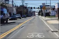  ?? Erik Trautmann / Hearst Connecticu­t Media ?? Route 136 at Van Zant Street in Norwalk on Tuesday. About 8 miles of new bike lanes will be added along Route 136 between the Darien and Westport lines, as well as along Rowayton Avenue, Richards Avenue, Fillow Street and other city streets.