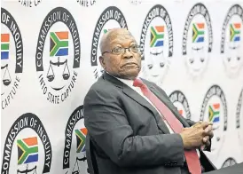  ?? /Alon Skuy ?? Graft probe: Jacob Zuma told the state capture inquiry there had been a three-decade plot against him by two foreign intelligen­ce agents and apartheid intelligen­ce authoritie­s.