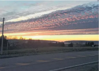  ??  ?? This lovely mackerel sky caught Frank Harris’ eye. It stretched across the sky over Digby Gut, N.S.