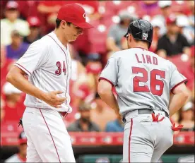  ?? PHOTOS BY DAVID JABLONSKI / STAFF ?? Homer Bailey could be headed to the top of a potentiall­y crowded rotation, but he has had three surgeries the past couple of seasons.