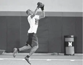  ?? KENNETH K. LAM/BALTIMORE SUN ?? Former Terps cornerback Will Likely III worked out for NFL scouts during Maryland Pro Day at Cole Field House. Likely was cut by the Patriots in training camp last summer.