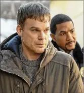  ?? SEACIA PAVAO/ SHOWTIME/TNS ?? Michael C. Hall (left) as Dexter and Alano Miller as Logan costar in the new series, “Dexter:
New Blood,” premiering on Showtime Sunday.