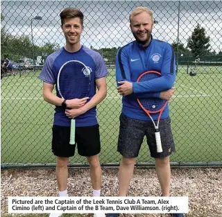  ??  ?? Pictured are the Captain of the Leek Tennis Club A Team, Alex Cimino (left) and Captain of the B Team, Dave Williamson. (right).