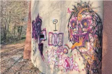 ?? ?? Ein „beliebtes“Ziel für illegale Graffiti ist auch der Wasserturm im Riedlewald.